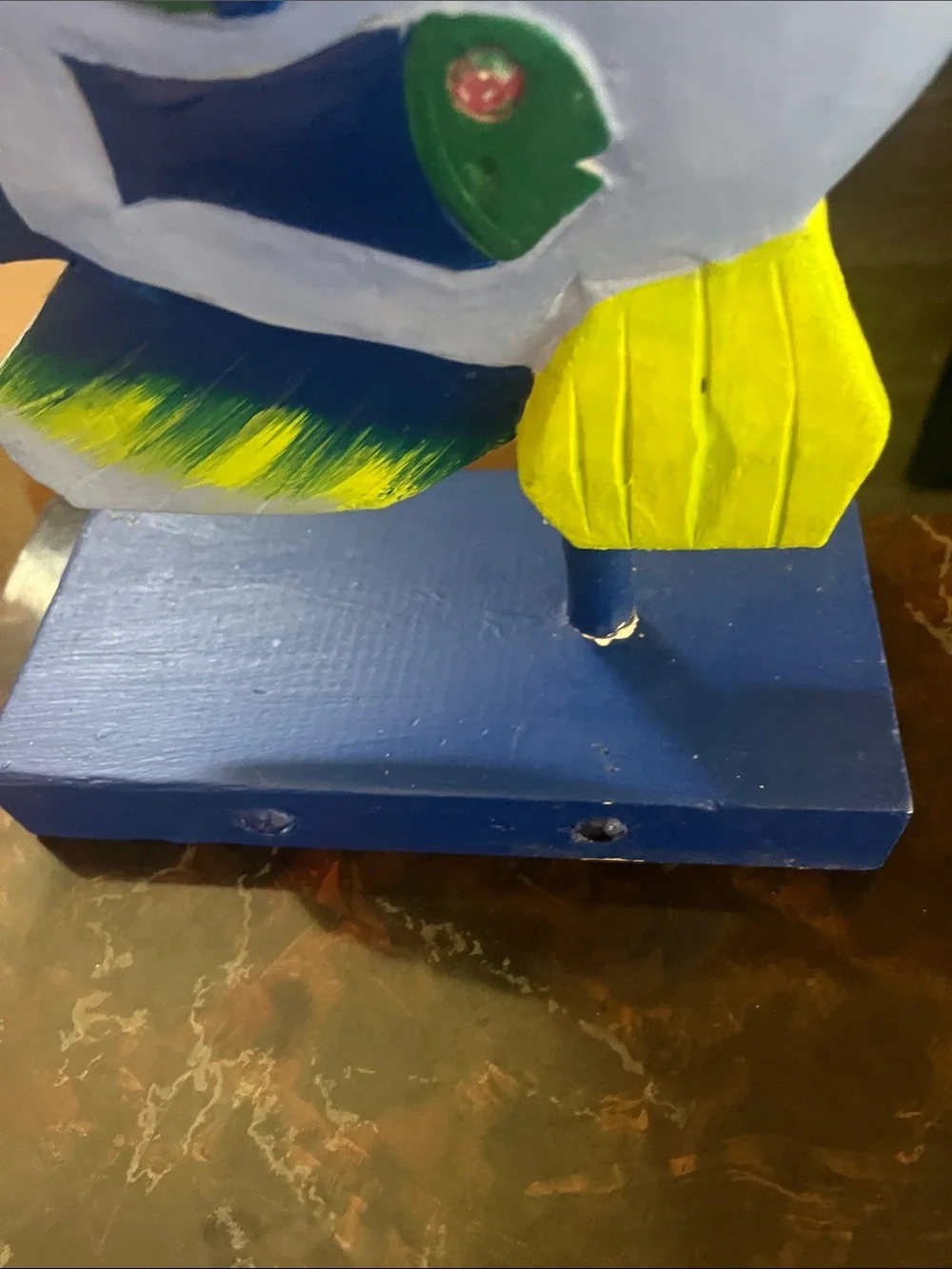 Vibrant Decorative Wooden Fish on Base